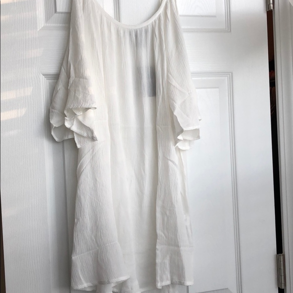 Crinkled open shoulder dress